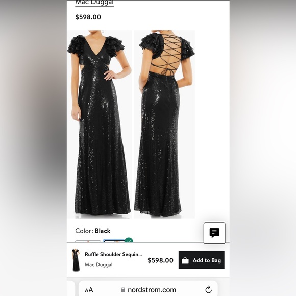 NWT MacDuggal black sequin gown size 8